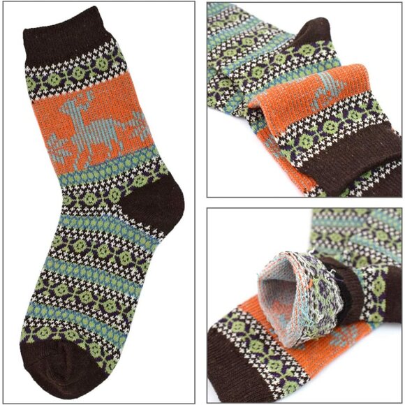 YZKKE 5Pack Womens Q-9 Vintage Winter Soft Warm Thick Cold Knit Wool Crew Sock - Picture 2 of 6